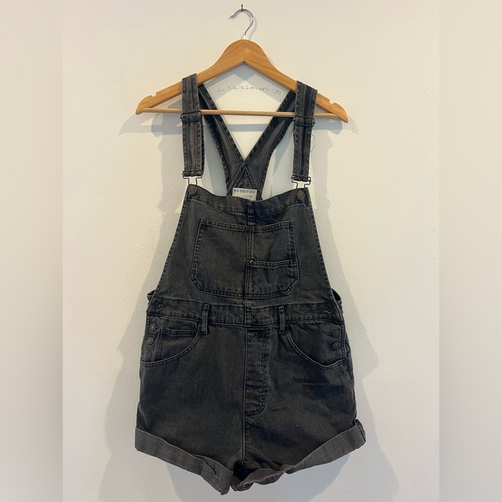 We The Free Charcoal Denim Ziggy Overalls